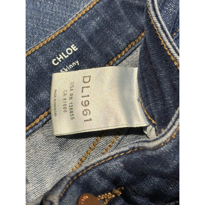DL1961 Chloe Skinny Jeans Girls 12 Blue Distressed Raw Hem Denim EUC5