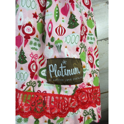 Matilda Jane Platinum Holiday Dress Girls 6 Red Pink Ornament Stripe3