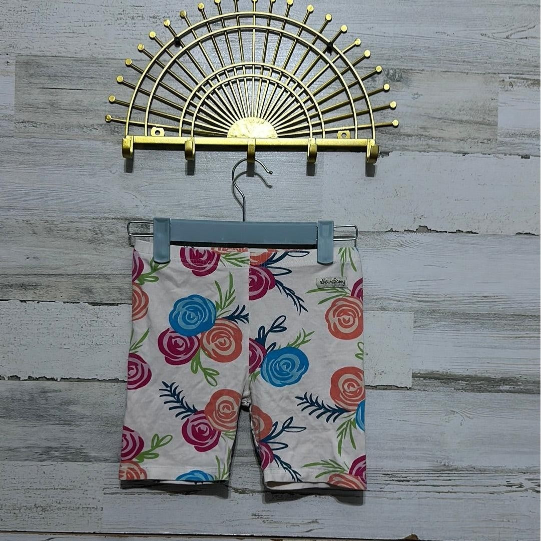 Sew Sassy Bike Shorts Girls 12 Multicolor Floral Rose Print EUC0