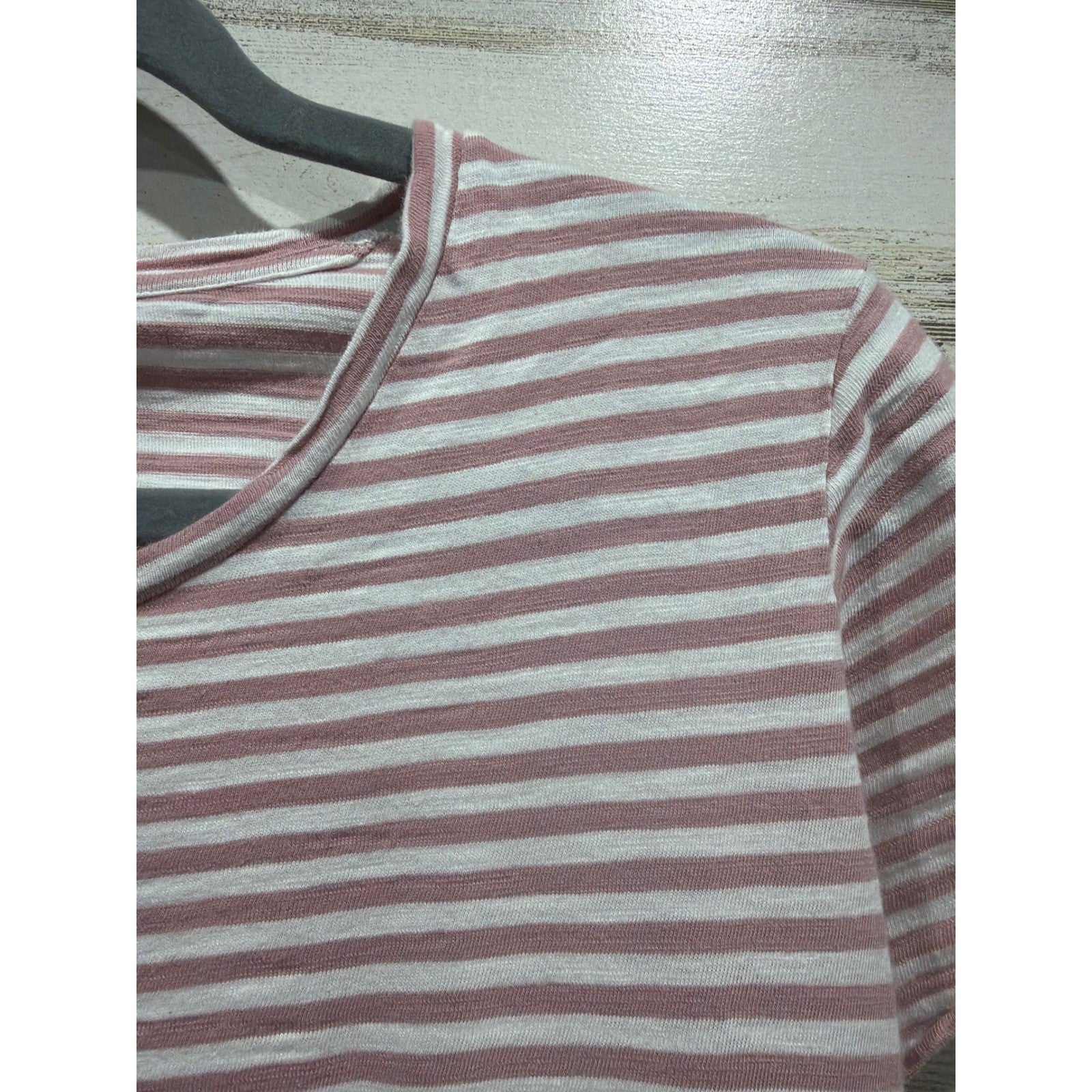 Old Navy T-Shirt Dress Women Medium Rose Striped Cotton Coastal EUC2