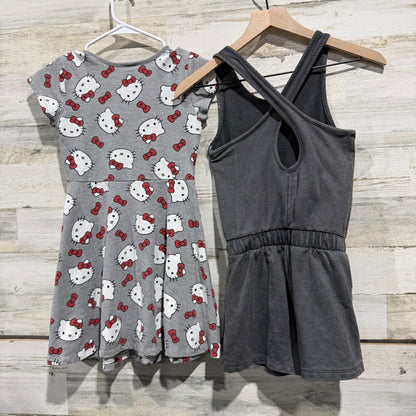 Hello Kitty & More Than Magic Dress Romper Girls 7/8 Grey Cotton Blend Flawed*4