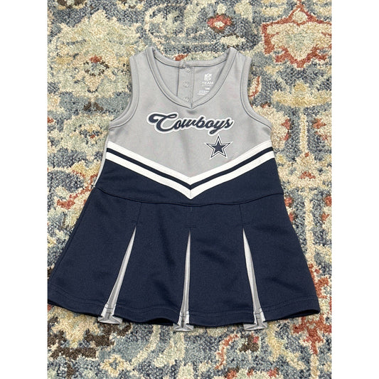 NFL Dallas Cowboys Cheerleader Dress Girls 18M Navy Grey Pleated EUC0