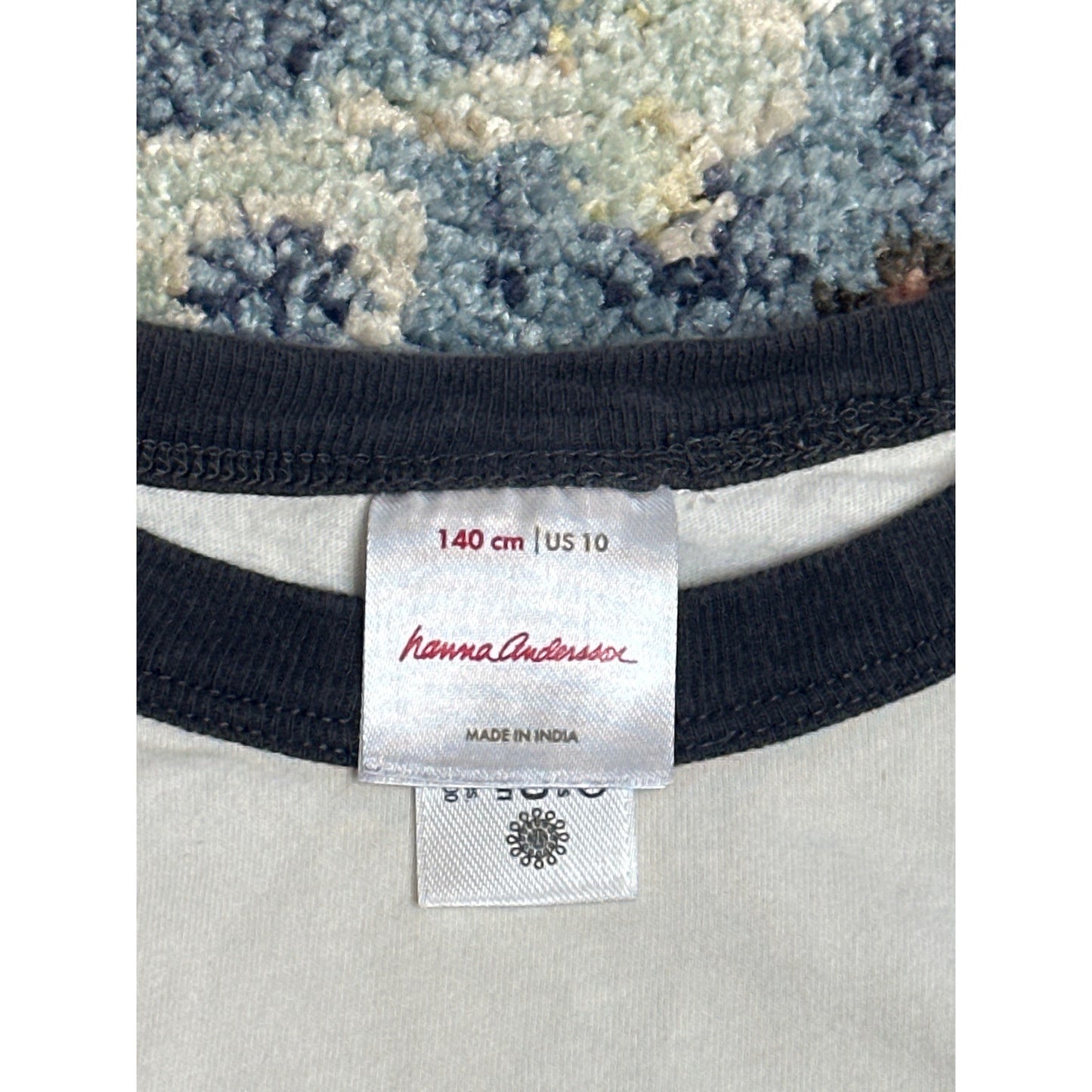 Hanna Andersson Raglan Tee Boys 10 Grey Cream Dinosaur Skeleton EUC1
