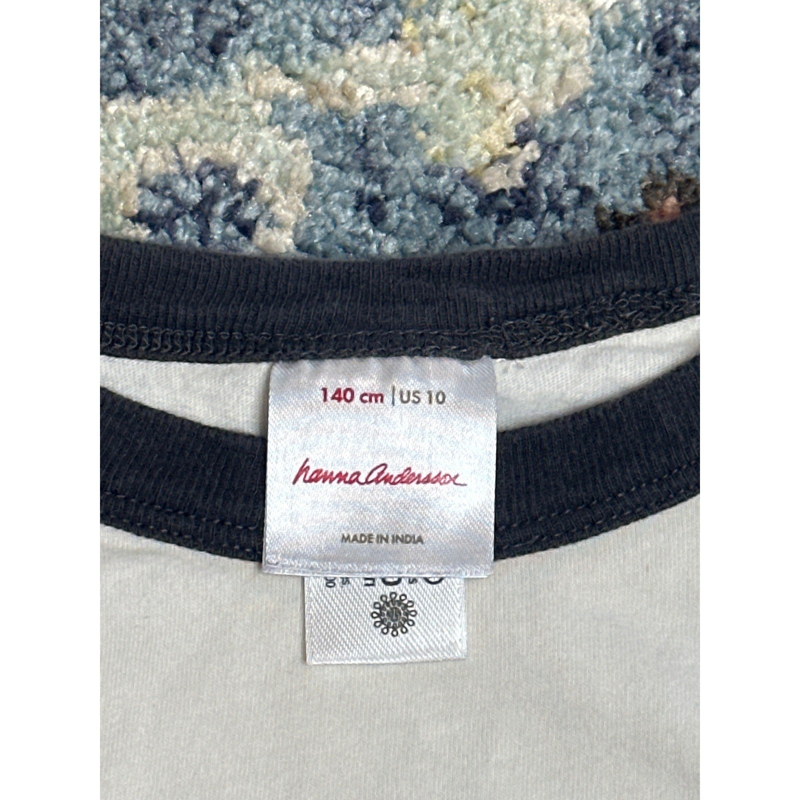 Hanna Andersson Raglan Tee Boys 10 Grey Cream Dinosaur Skeleton EUC1