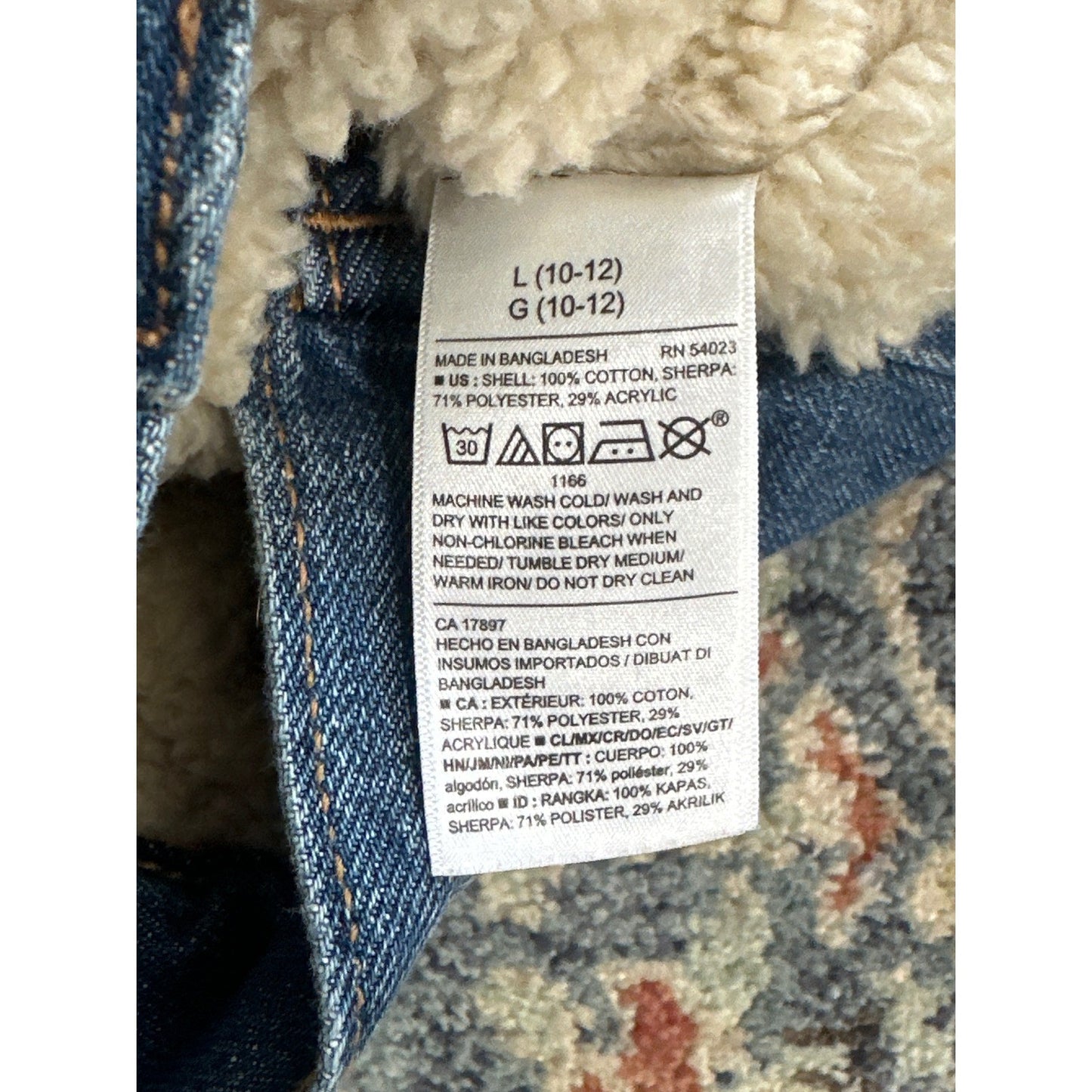 Old Navy Denim Jacket Boys 10/12 Blue Sherpa Lined Trucker GUC4