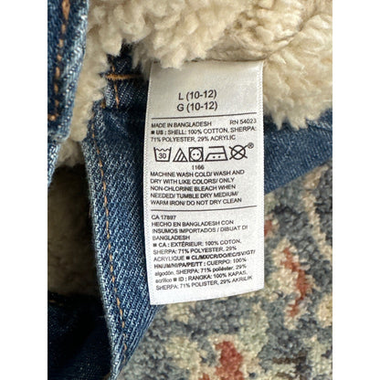 Old Navy Denim Jacket Boys 10/12 Blue Sherpa Lined Trucker GUC4