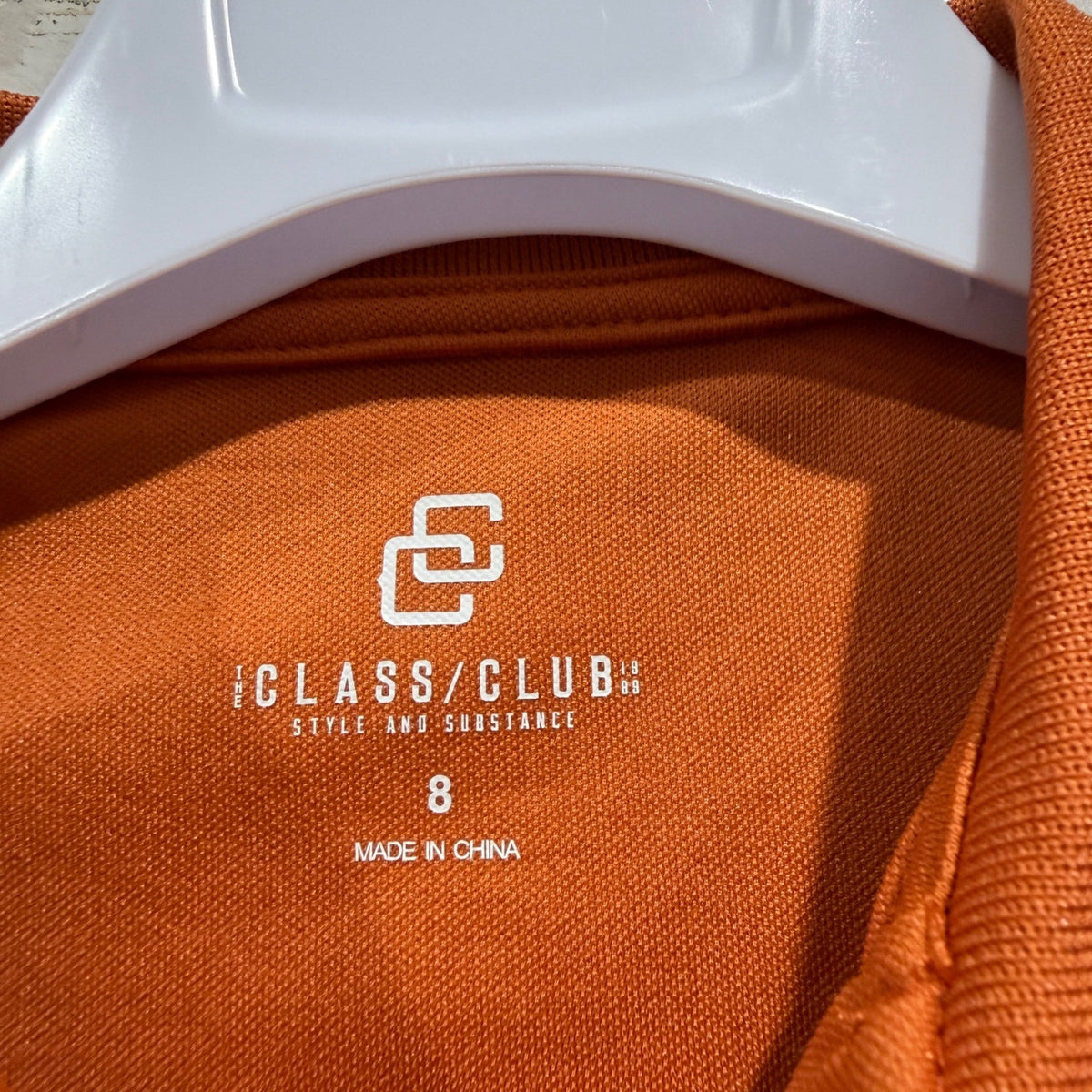 Class Club Polo Shirt Boys Size 8 Orange Short Sleeve *Flawed3