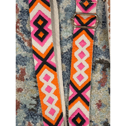 Purse Straps Clip On Adjustable Women Multi Woven Geometric Boho EUC1