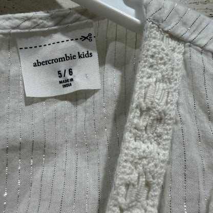 Abercrombie Kids Coverup Dress Girls 5/6 White Metallic Lace Boho Summer1