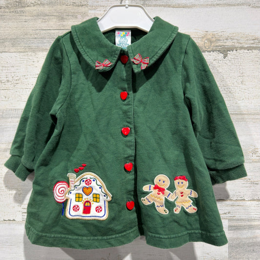 Class Club Gingerbread Cardigan Girls 18M Green Cotton Vintage GUC*0