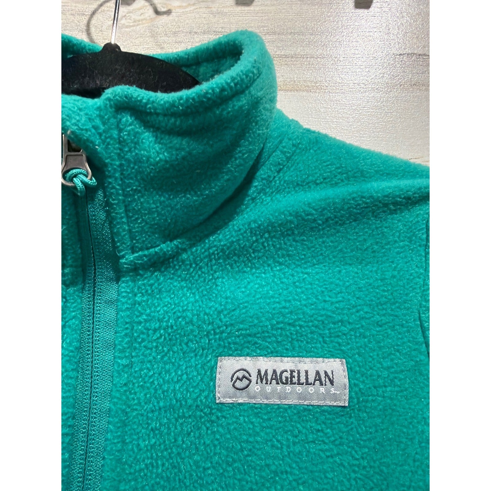 Magellan Fleece Jacket Girls Medium Teal Full Zip Mock Neck Outdoorsy EUC1