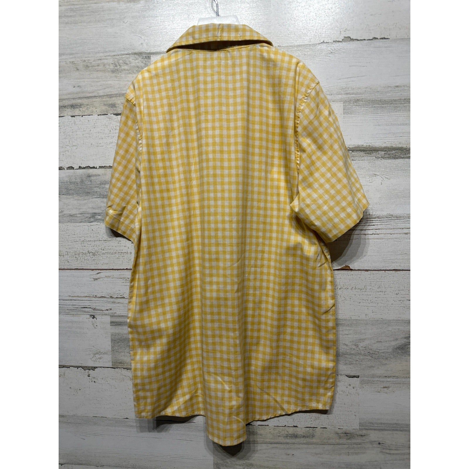 Cat & Jack Button Down Shirt Boys L 12/14 Yellow Gingham Short Sleeve NWT3