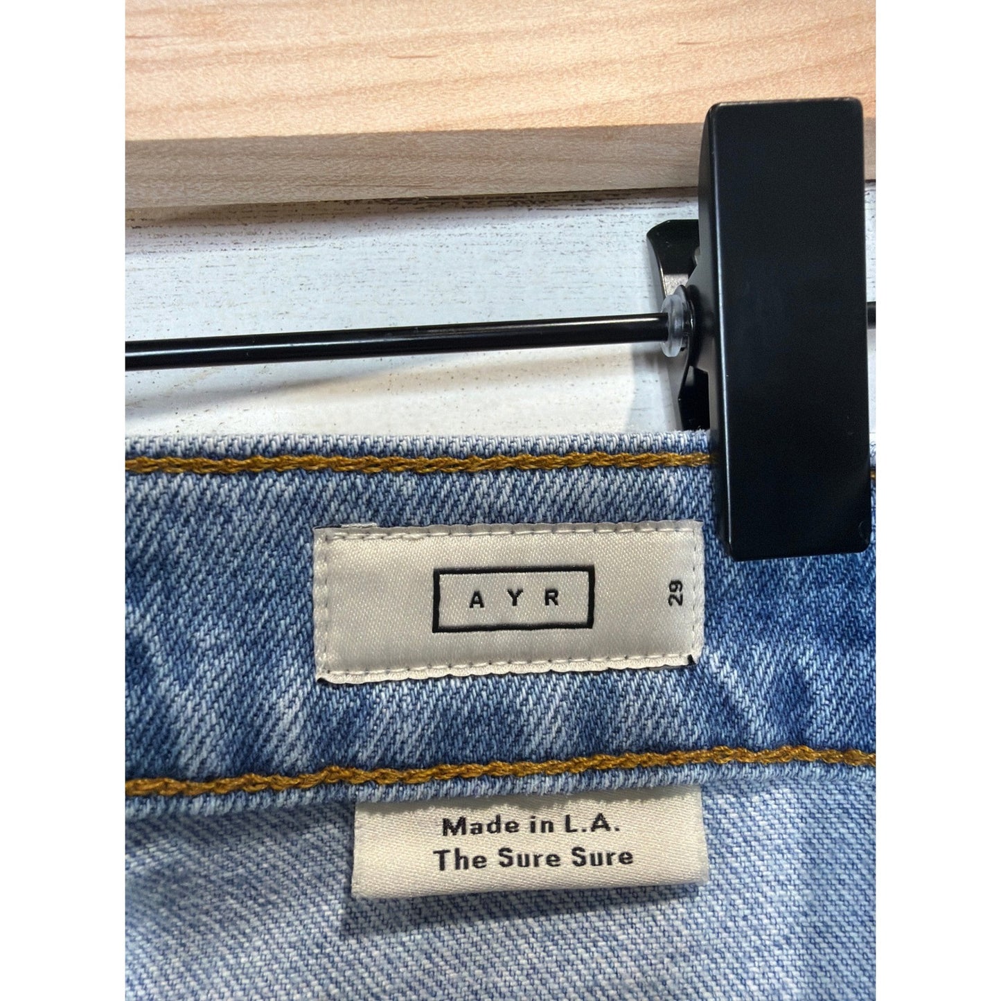 AYR All Year Round Denim Shorts Women 29 Blue Distressed Raw Hem EUC4