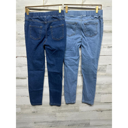 Cat & Jack Pull On Jeggings Girls Size 12 Blue Denim Stretch Bundle EUC1