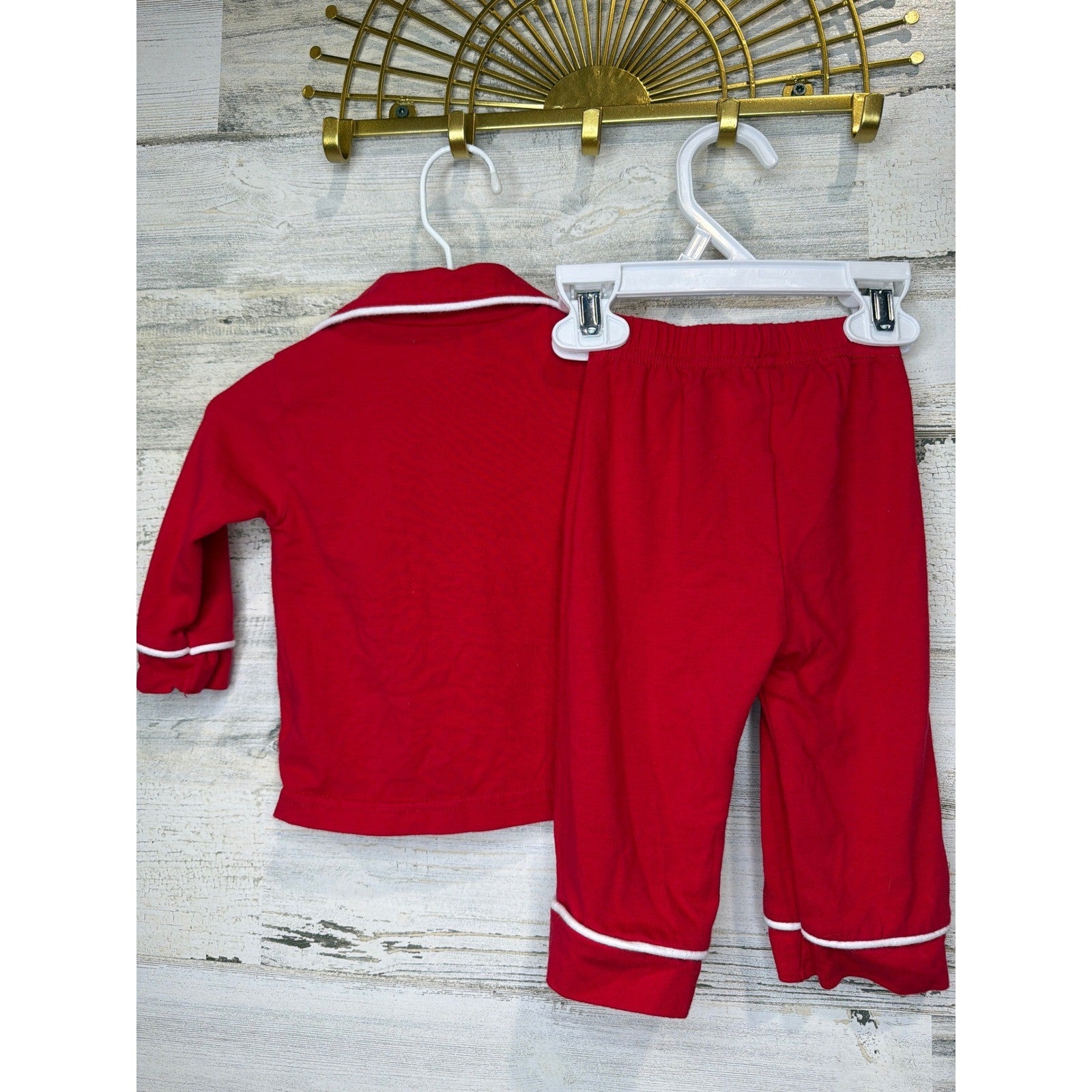 Be Mine Pajama Set Baby 3 Months Red Santa Claus Holiday Classic EUC4
