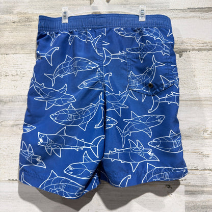 Hanna Andersson Geometric Shark Swim Trunks Boys 6-7 Blue *Flawed2