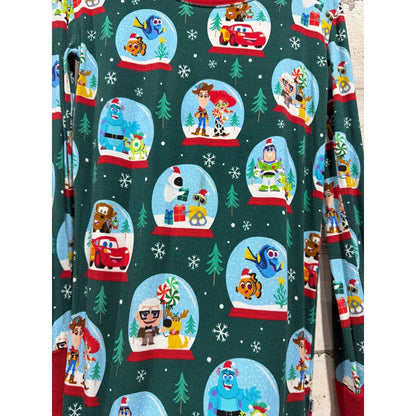 Little Sleepies Pajama Top Kids 9/10 Green Disney Pixar Holiday Bamboo EUC2