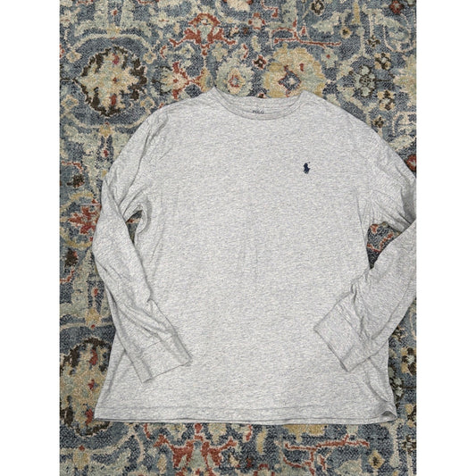 Polo Ralph Lauren Long Sleeve Tee Mens Medium Grey Embroidered Pony EUC0
