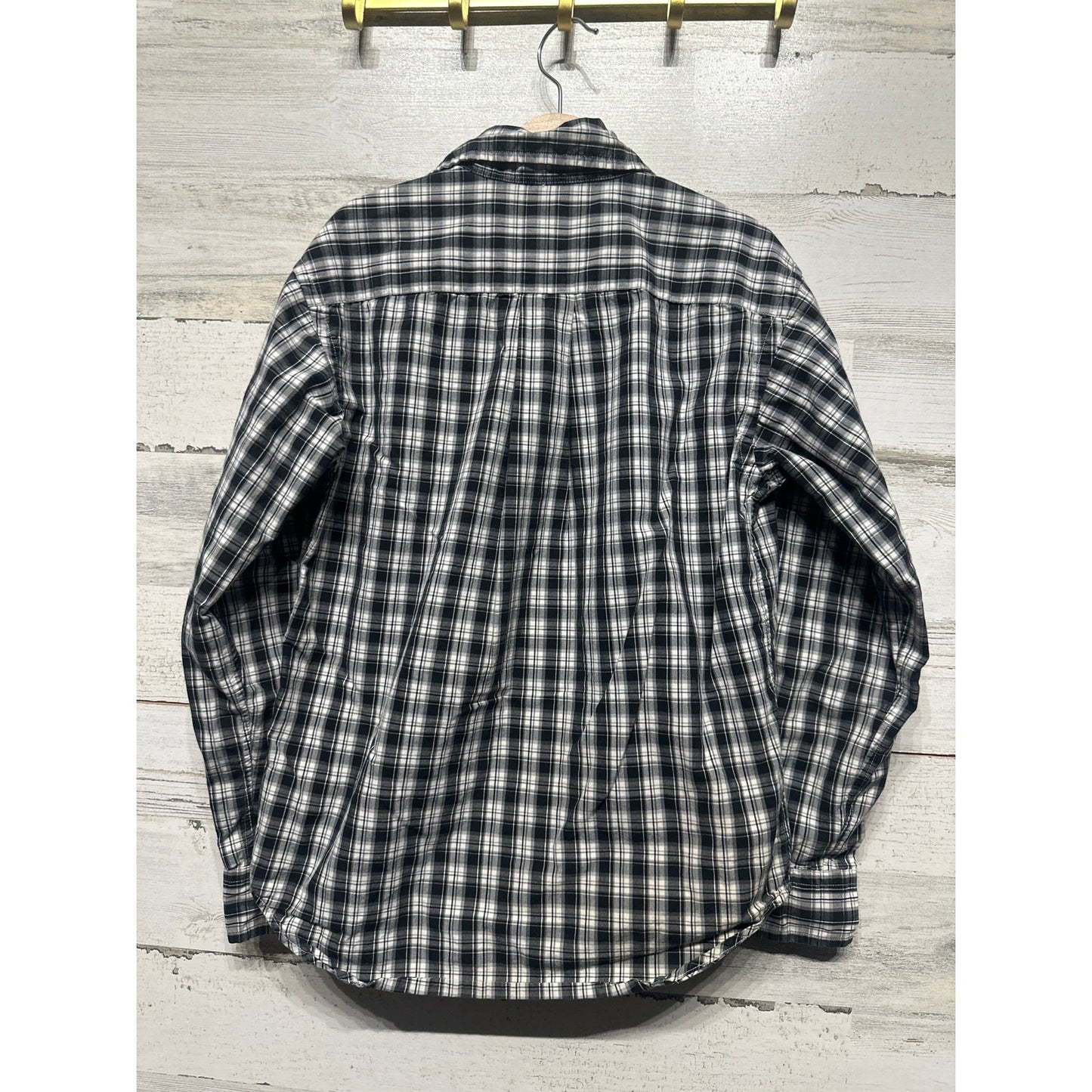 Ralph Lauren Button Down Kids Size 8/10 Black White Plaid Long Sleeve EUC2