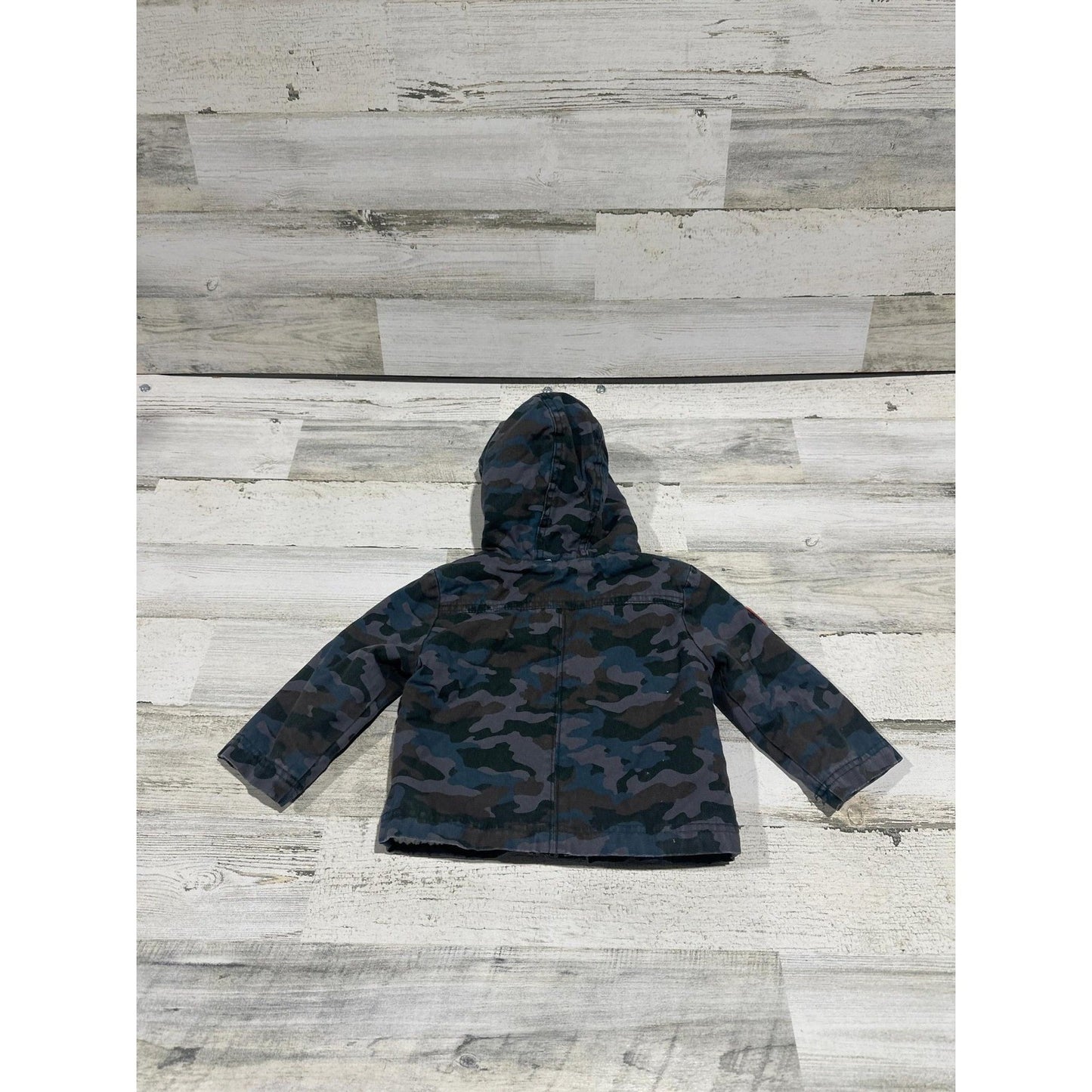 Cat & Jack Utility Jacket Boys 12M Blue Camo Fleece Lined Hooded3