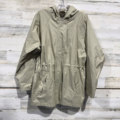 Hooded Anorak Rain Jacket Women Size M/L Tan Polyester Utility GUC*0