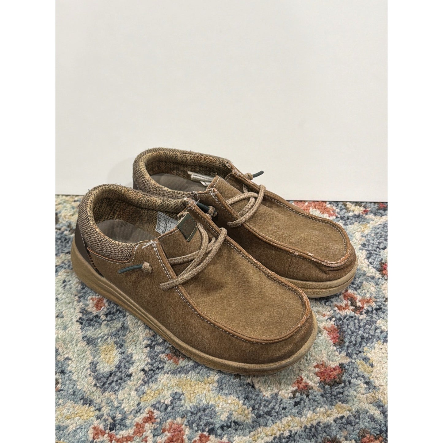 Hey Dude Wally Loafers Boys C13 Brown Faux Leather Slip On0