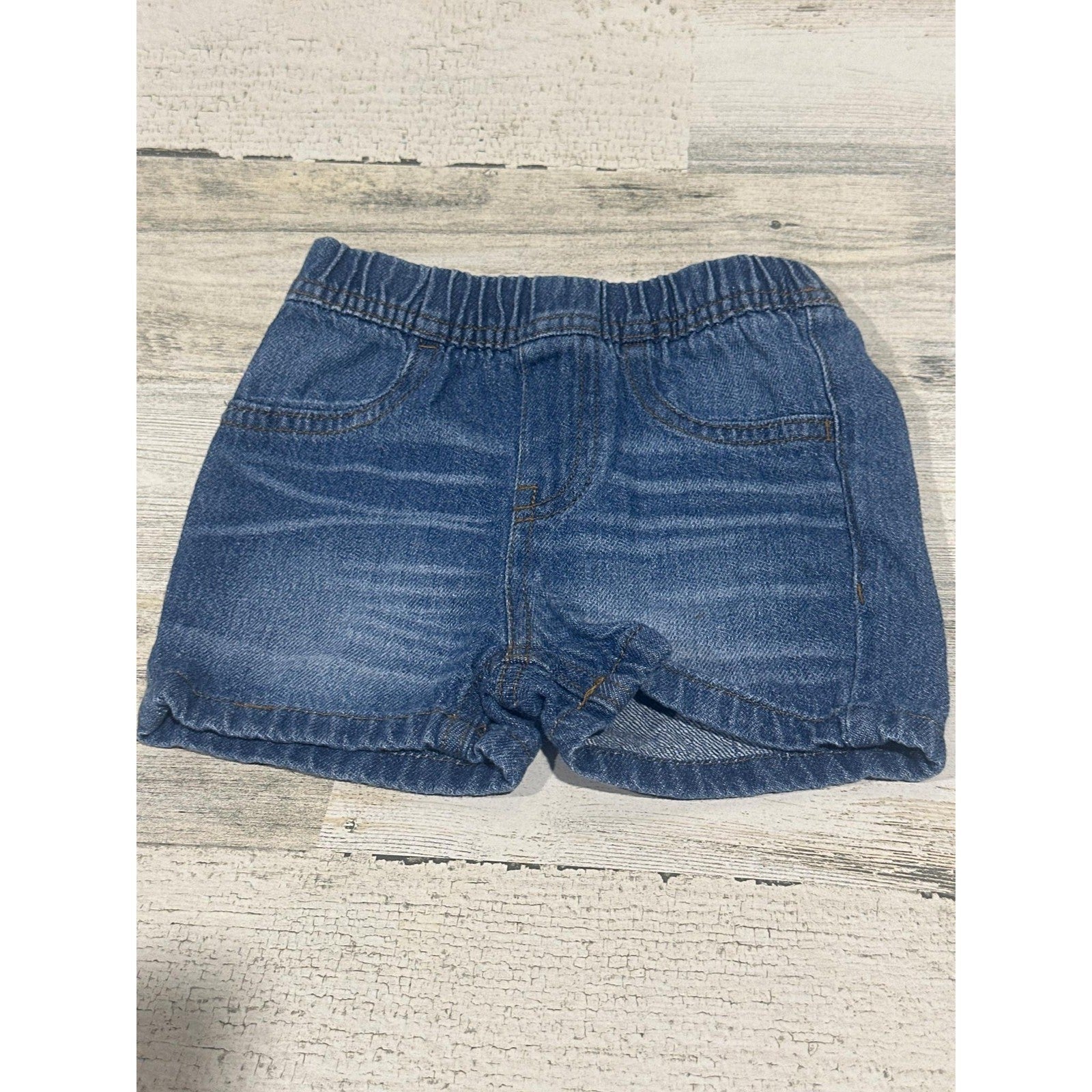 Wrangler Denim Shorts Boys 12M Blue Elastic Waist Pull On EUC0