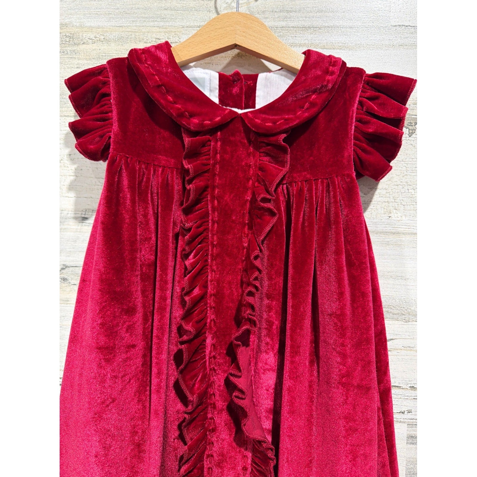 Lil Cactus Velvet Dress Girls 3T Ruffle Trim Holiday Christmas Classic EUC1
