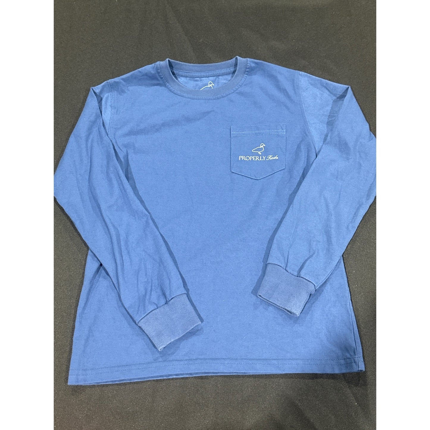 Properly Tied Graphic T-Shirt Boys Size 8 Blue Campfire Forest EUC1