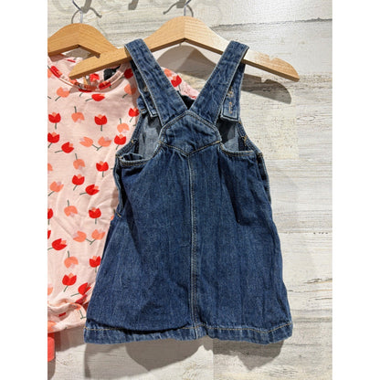 Girls 12M Bundle Denim Dress Coral Dress Bright Floral2