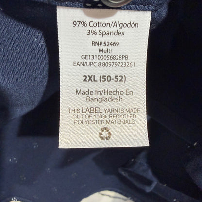 George Nick Graham Button Down Shirt Men 2XL Blue Green Print Cotton Poly EUC4