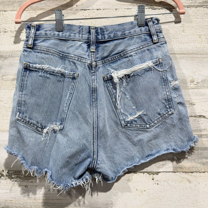 AGOLDE Parker Shorts Women 27 Blue Distressed High Rise Cut Off Denim EUC5