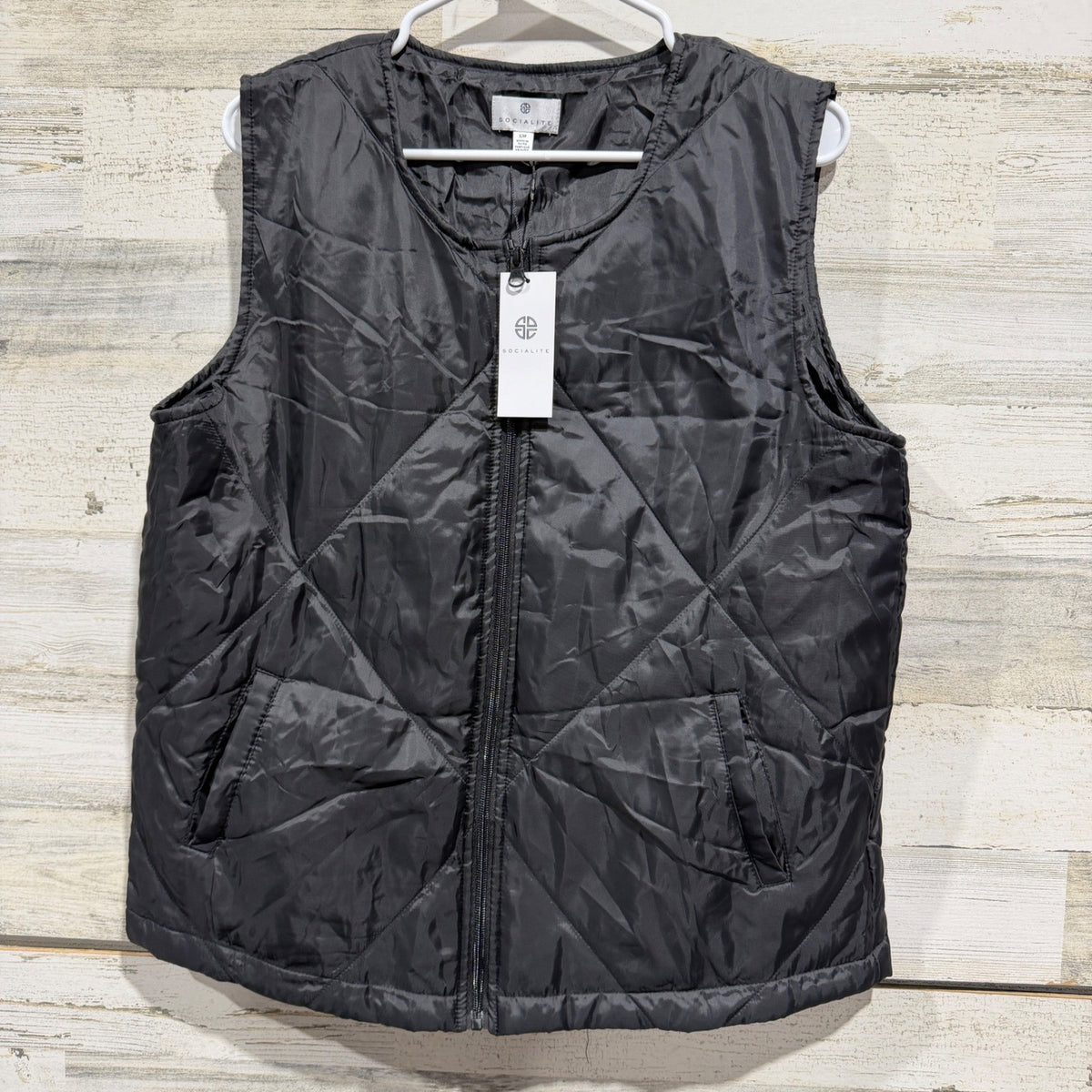 Socialite Quilted Vest Women S/M Black Diamond Puffer NWT0