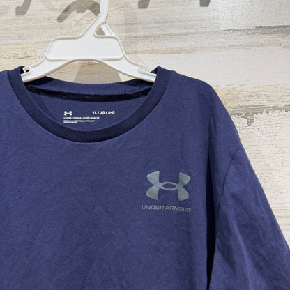 Under Armour T-Shirt Boys Youth Large Navy Blue Short Sleeve Sporty EUC1