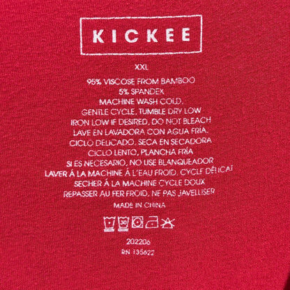 Kickee Short Sleeve Tee Shirt Womens XXL Red Bamboo Viscose Solid Casual1