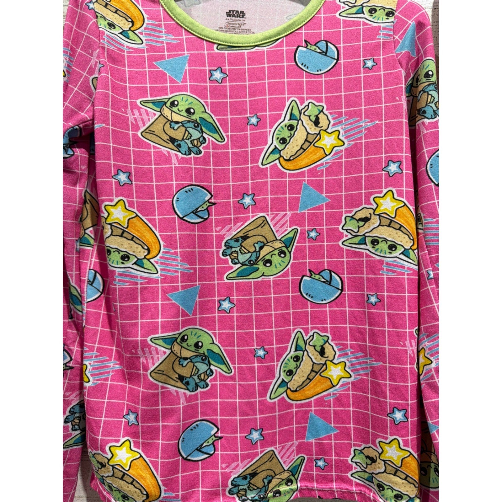 ClimateRight Star Wars Pajama Set Girls Medium Pink Grogu Baby Yoda EUC1
