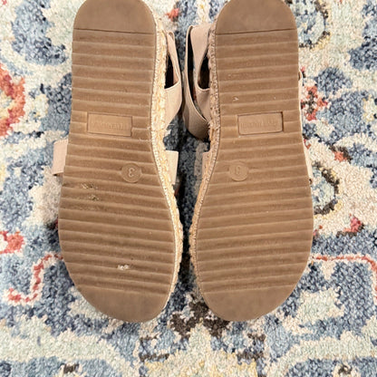 Steve Madden Bandi Sandals Girls 3 Tan Elastic Espadrille Platform6