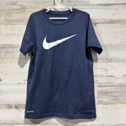 Nike Dri-FIT Swoosh Tee Boys Small Navy Blue Heathered Polyester Sportswear EUC0