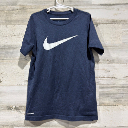 Nike Dri-FIT Swoosh Tee Boys Small Navy Blue Heathered Polyester Sportswear EUC0