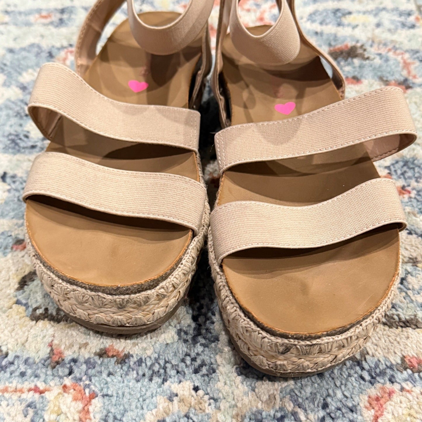 Steve Madden Bandi Sandals Girls 3 Tan Elastic Espadrille Platform5