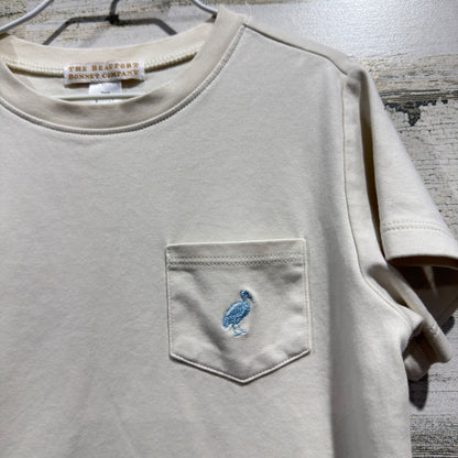 The Beaufort Bonnet Company Pocket Tee Boys 7 Cream Bird Preppy EUC1