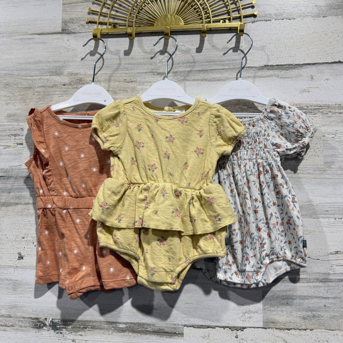 Cloud Island Modern Moments Romper Bundle Girls 0-6m Cotton Floral Boho0