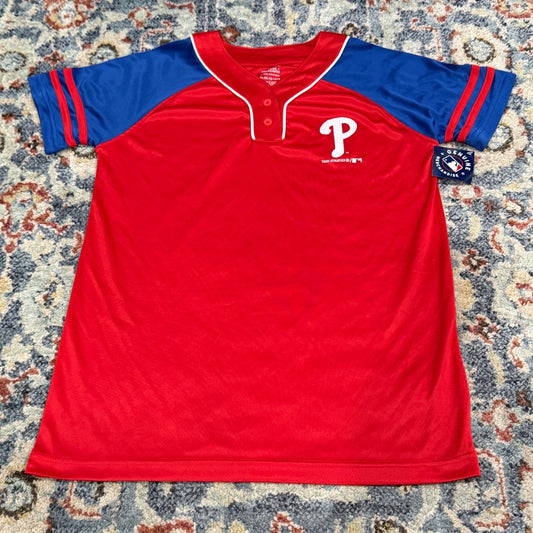 Team Athletics Baseball Jersey Kids XL Red Blue Phillies Sportswear NWT0