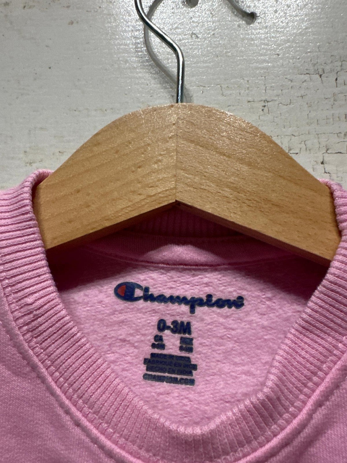 Champion Sweatshirt Girls 0-3M Pink Script Logo Pullover EUC1