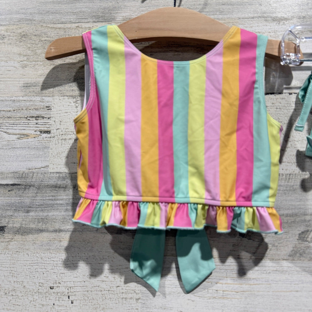 Swoon Baby Ruffle Two Piece Swimsuit Girls 5 Pastel Stripe GUC*1