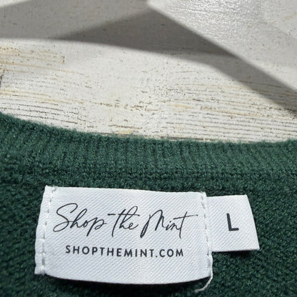 Shop The Mint Sweater Women Large Green Puff Sleeve Knit Dark Academia GUC1