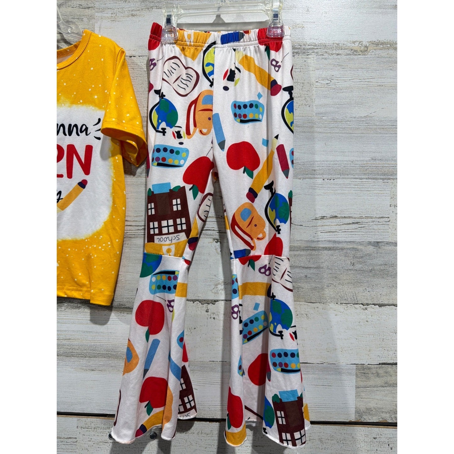 Back To School Girls Size 6 Yellow Y'all Gonna Learn Today School Core Set2