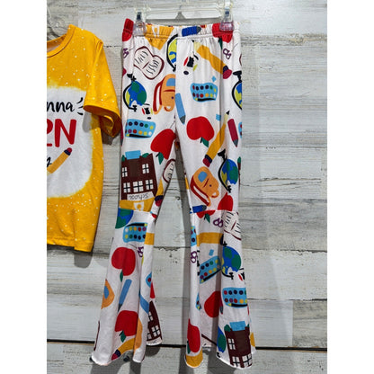 Back To School Girls Size 6 Yellow Y'all Gonna Learn Today School Core Set2