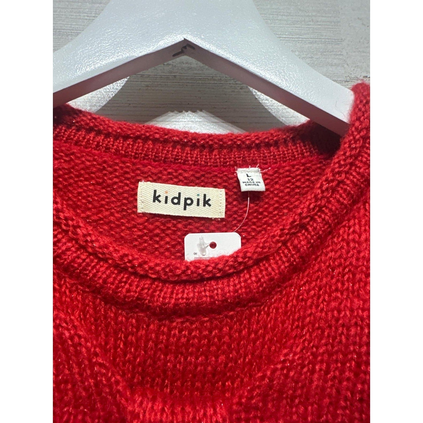 Kidpik Bow Sweater Girls 12 Red Knit Long Sleeve NWT1