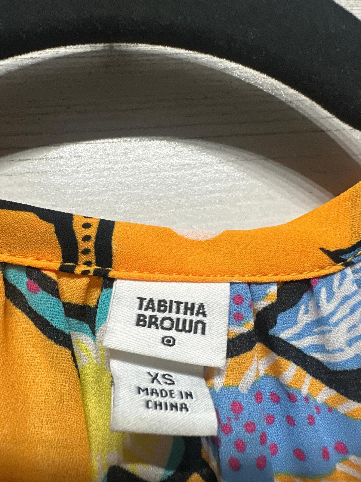 Tabitha Brown Floral Polka Dot Maxi Dress Womens XS Orange Ruffle Boho EUC5